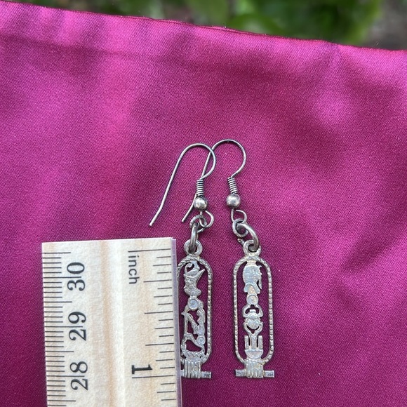 Vintage Egyptian Cartouche Dangling Earrings - Picture 6 of 16